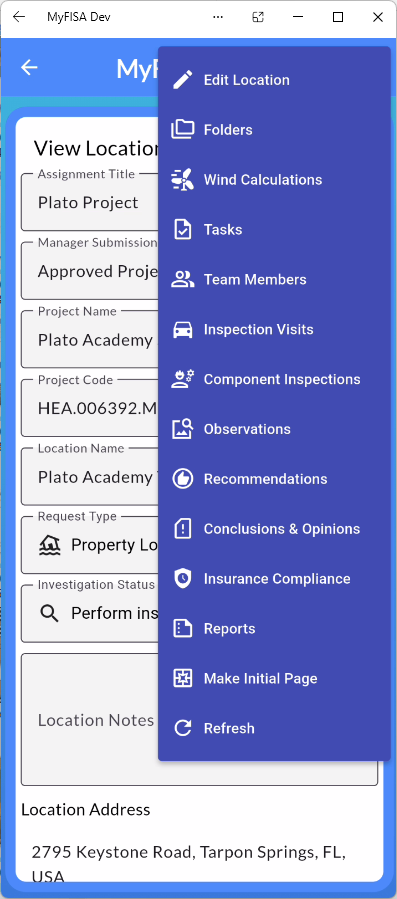 MyFISA Contextual Navigation Drawer